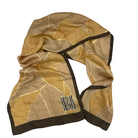 Vintage 90s Hand Sewn Bill Blass Neutrals Silk Scarf Hand Rolled - Picture 1 of 7